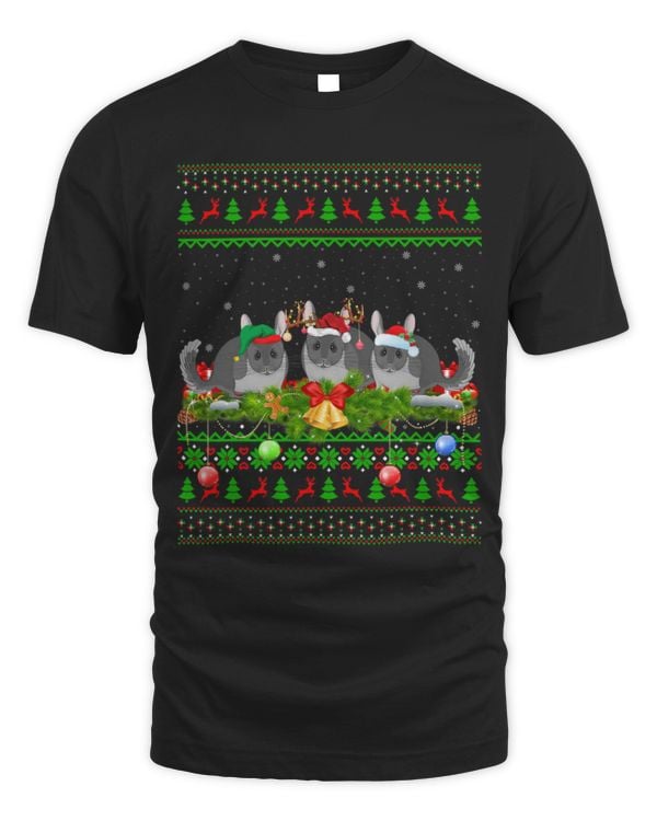 Chinchilla Mammal Xmas Lighting Santa Ugly Chinchilla Christmas