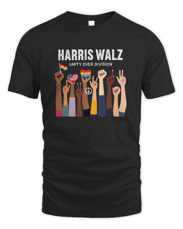SH282 Harris Walz Unity Over Division Kamala Harris Hand Fist T-Shirt