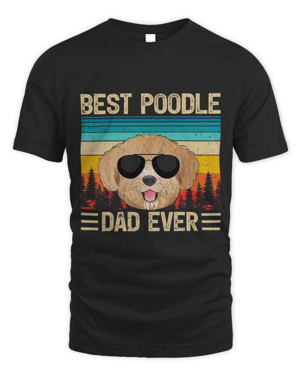 Mens Funny Vintage Retro Best Poodle Dad Ever Fathers Day