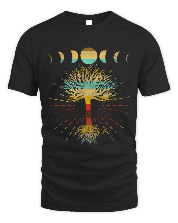 Phases Of The Moon Retro Tree Meditate Yoga Spirit Nature