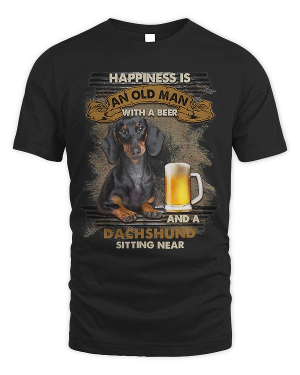 Dachshund Wiener Dog Happiness Old Man With A Beer And A Dachshund Sitting Near 1 Doxie Dog