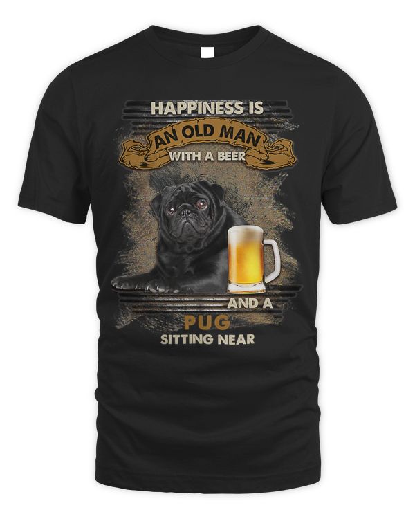 Pug Lover Dog Old Man With A Beer And A Pug Dog Sitting Near 65 Pugs