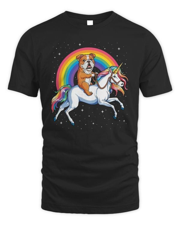 English Bulldog Riding Unicorn