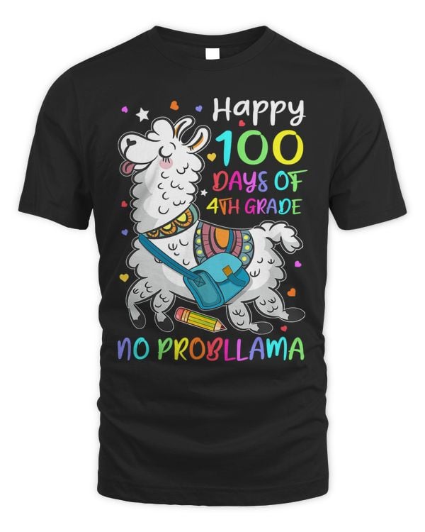 100 Days Of School Llama 4th Grade Students Teachers Kids 104