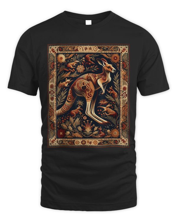 Kangaroo Pet Vintage Kangaroo Artwork Elegant Tapestry Motif Style 1