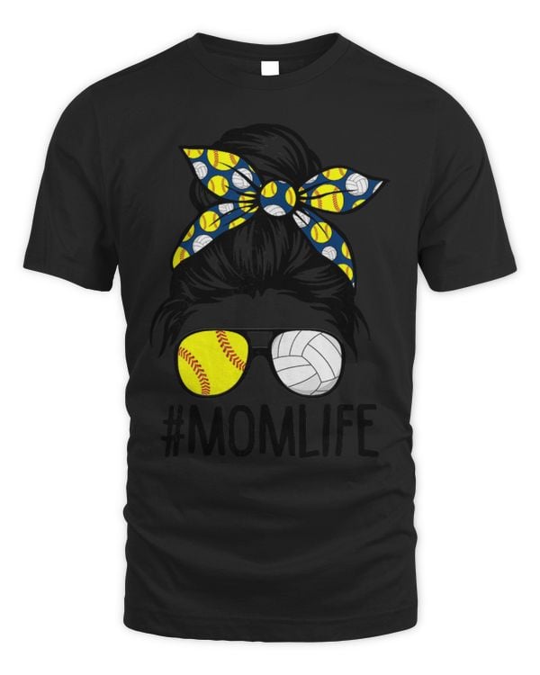 Softball Womens Dy Mom Life Softball Volleyball Mothers Day Messy Bun Softball Coach