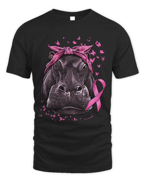 Hippo Pet Breast Cancer Awareness Hippopotamus Pink Ribbon Survivor