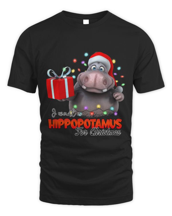 Hippo Pet Christmas Hippopotamus apparel I Want a Hippopotamus f