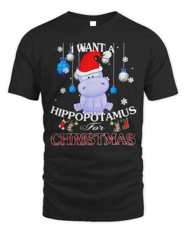 Hippo Pet Christmas Funny Cute Hippo I Want A Hippopotamus