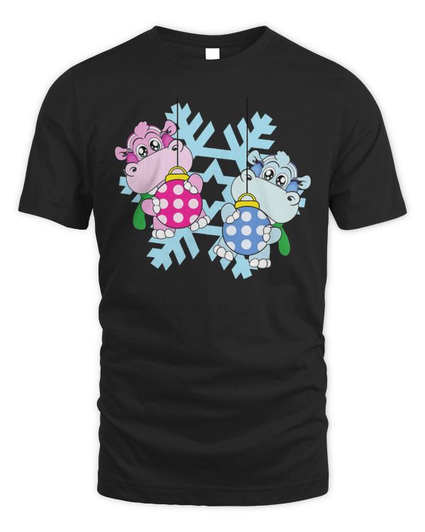 Hippo Pet Christmas Balls Winter Snowflake Snow