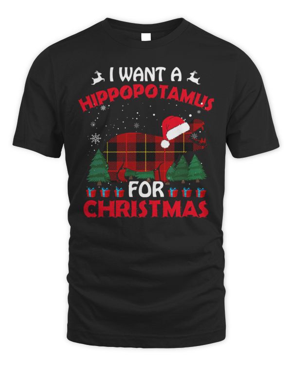 Hippo Pet I Want A Hippopotamus For Christmas Red Plaid Funny Hippo