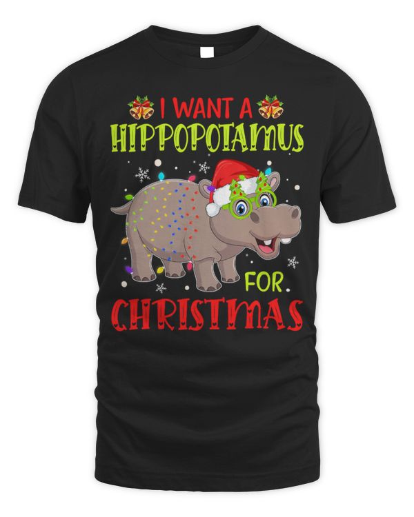 Hippo Pet I Want A Hippopotamus For Christmas Lights Hippo Xmas Pajama 65