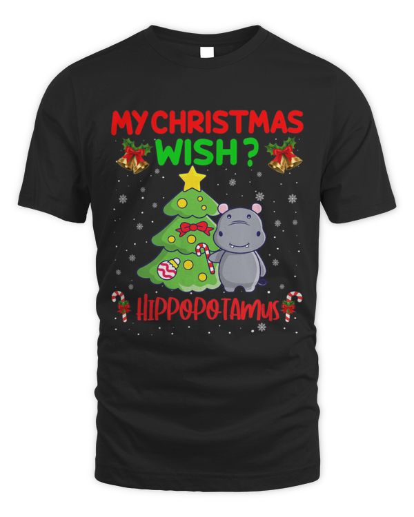 Hippo Pet My Christmas Wish Hippopotamus Cute Xmas Hippo for Kid Women