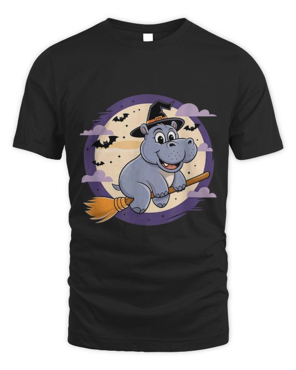 Hippo Pet Ride Witch Shotgun Funny Halloween Hippopotamus 1