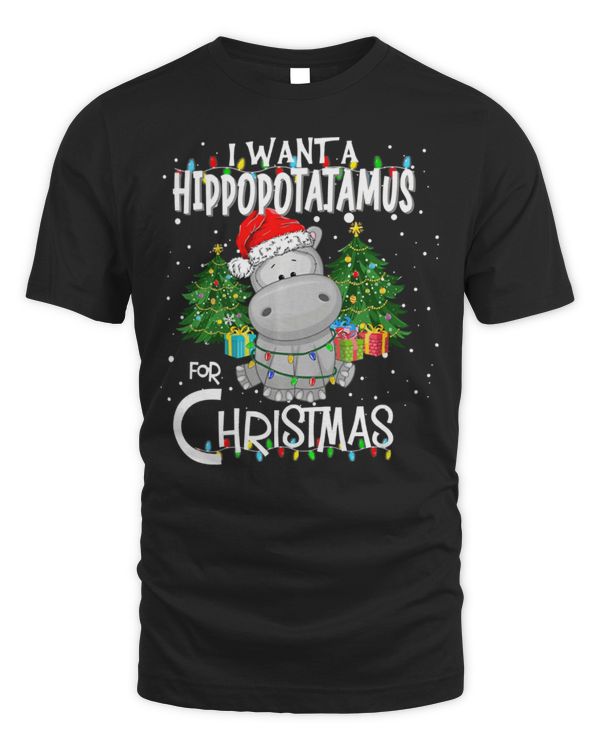 Hippo Pet I Want A Hippopotamus Light Santa Hat For Christmas Pajama Swea