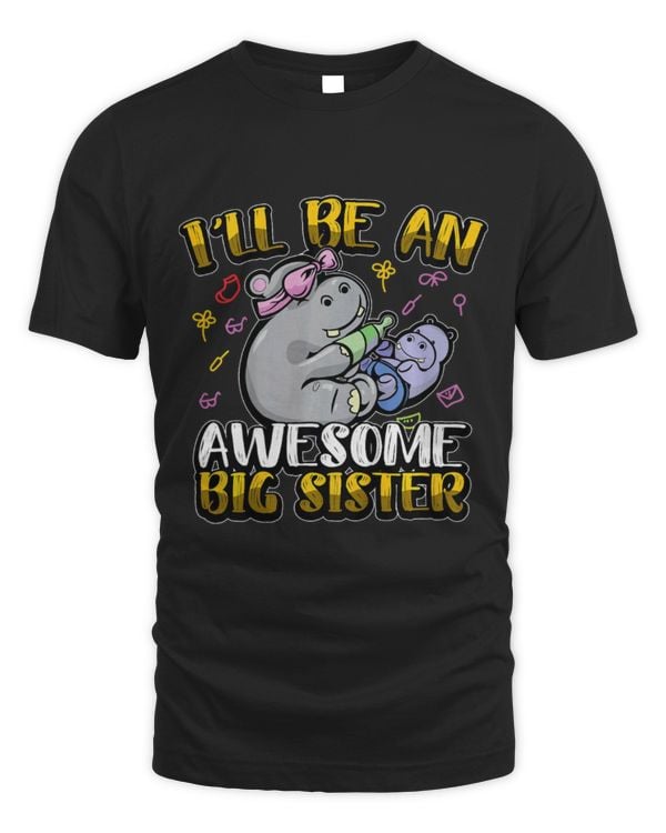 Hippo Pet Kids Funny Big Sister Hippo Sibling Reveal Baby Announcement