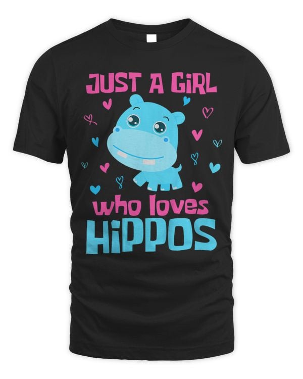Hippo Pet Kids JUST A GIRL WHO LOVES HIPPOS Funny Hippo Lover Toddler Child 1