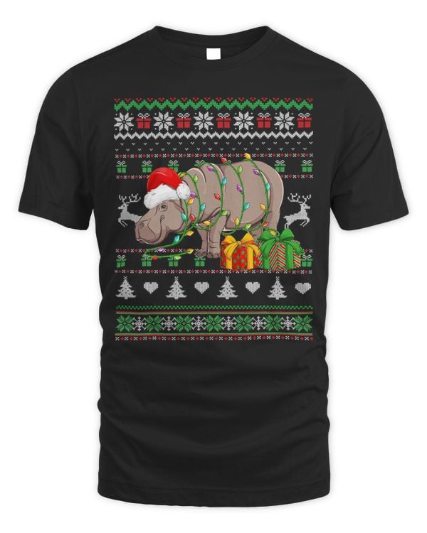 Hippo Pet Ugly Christmas Pajama Merry Xmas Hippo Lovers