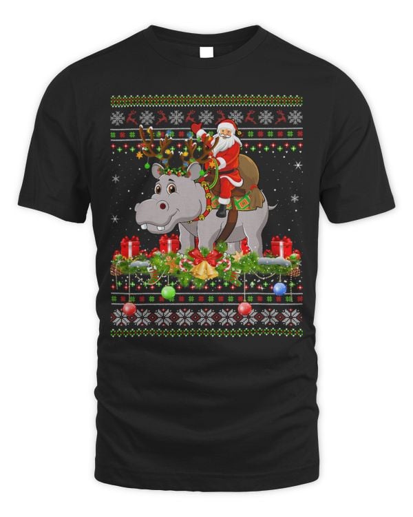 Hippo Pet Ugly Santa Riding Christmas