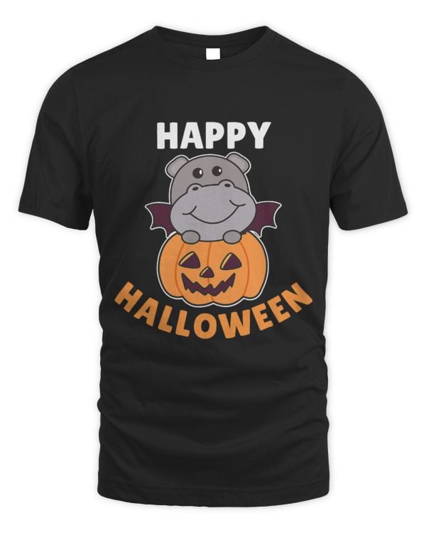 Hippo Pet Happy Halloween Pumpkin Bat Hippos Halloween 1