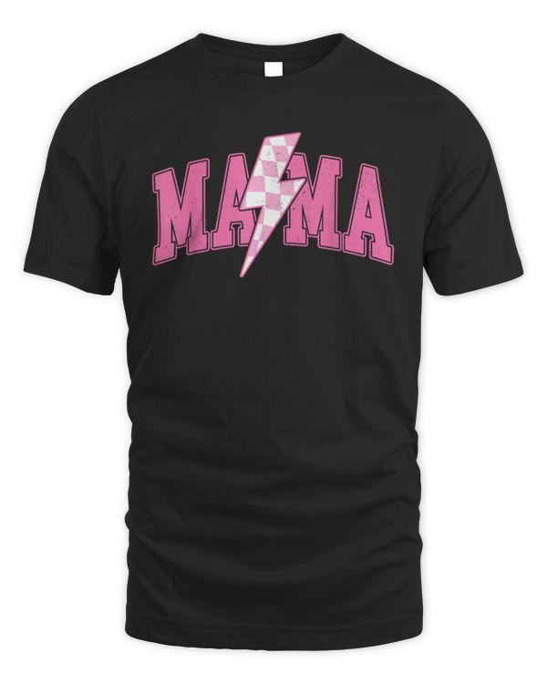Mama Bolt Pink Checkered Lightning Mama Graphic