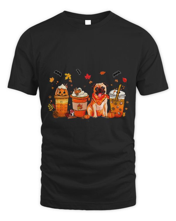 Pug Dog Lover Pumpkin Spice Coffee Latte Warm Fall Autumn