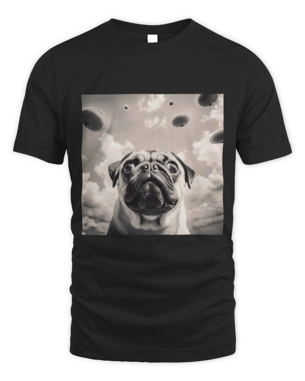 Pug Dog Selfie UFO Dog Funny Alien UFO Dogs Lover
