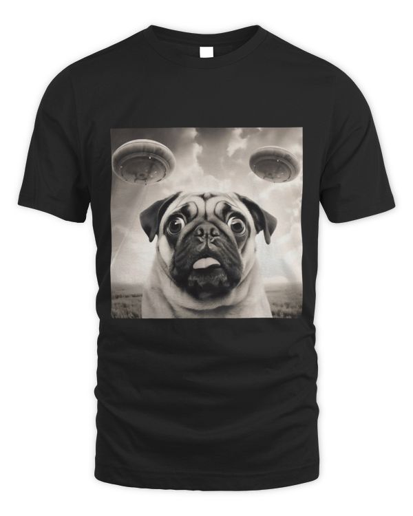 Pug Dog Selfie UFO Dog Funny Alien UFO Dogs Lover 1