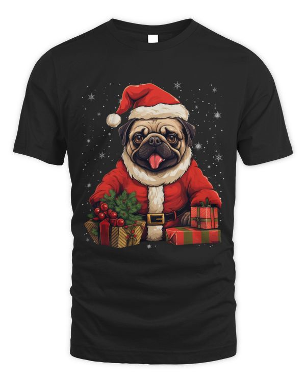 Pug Dog Santa Hat Christmas Snow Xmas Pajama