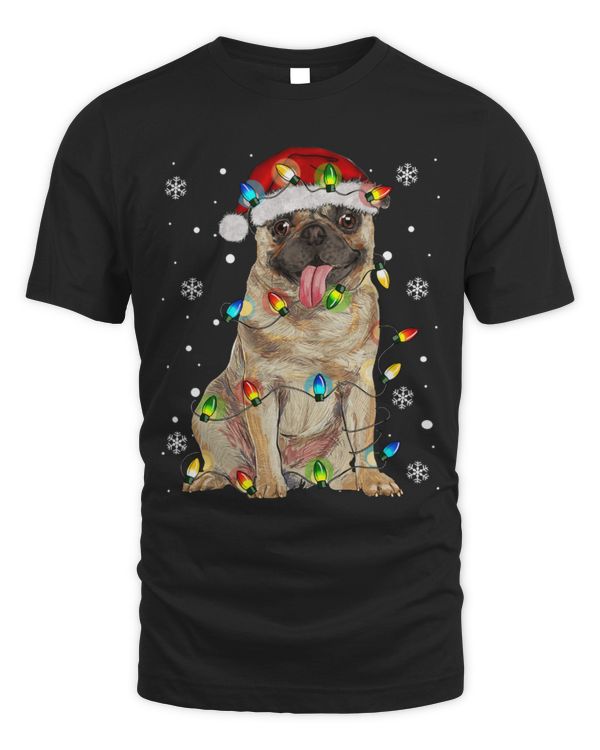 Pug Dog Santa Christmas Tree Lights Pajama Xmas