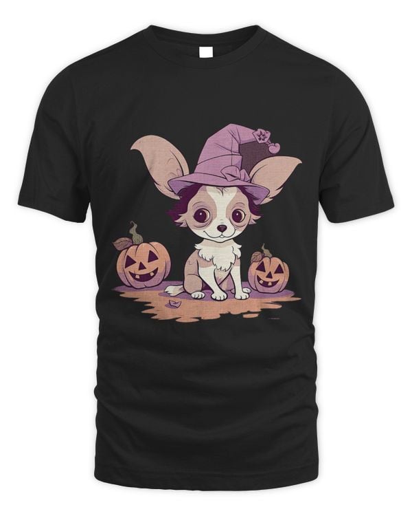 Pumpkin Papillon Dog October Fall Autumn Halloween Graphic
