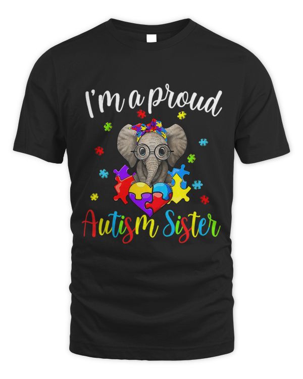Elephant Mammal Autistic proud sister autism awareness cute elephant puzzle piece