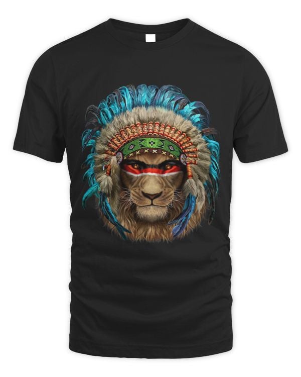Lion Pet Alpha Lion in Native Indian Headdress