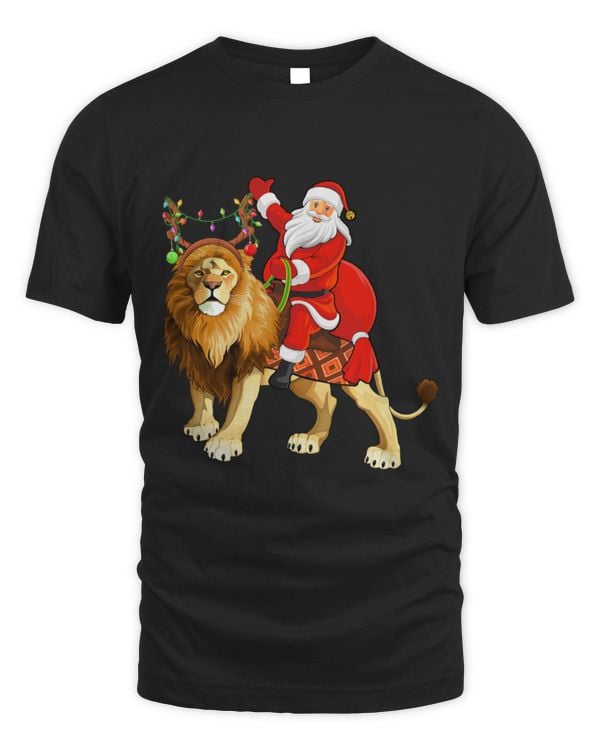 Lion Pet Family Matching Funny Santa Riding Mountain Lion Christmas