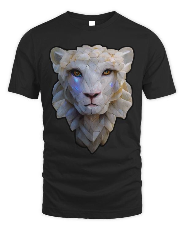 Lion Pet Albino Lion Vector of Stoic Ethereal Leo with Feathery Mane