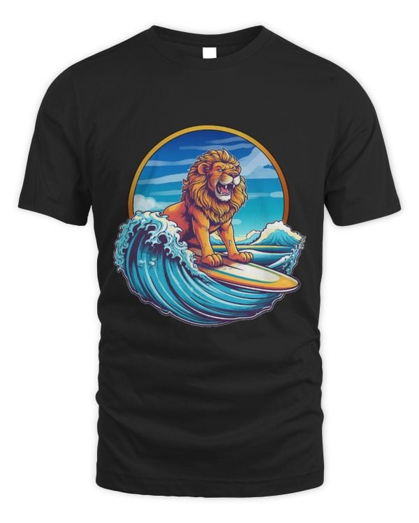 Lion Pet Cool Fierce Surfing Lion Waves Lion On A Surfboard