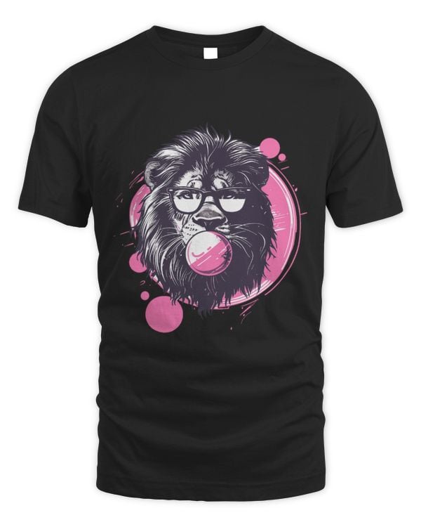 Lion Pet Cool Hipster Lion with Glasses Bubblegum Pop Art