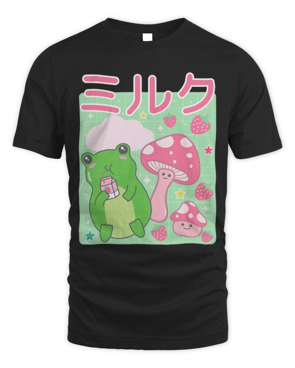 Frog Pet Kawaii Frog Cottagecore Mushroom Strawberry Milk Retro 90s