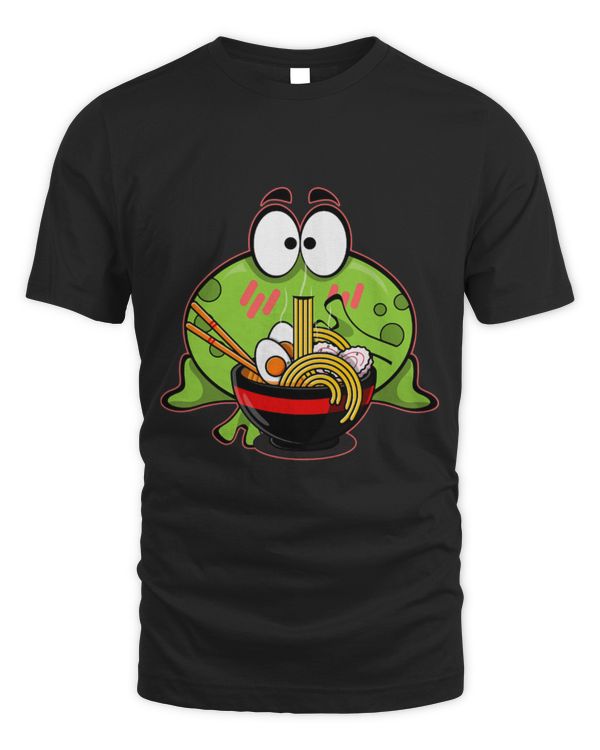 Frog Pet Kawaii Frog Eating In Ramen Bowl Cute Cartoon Anime Graphic 1