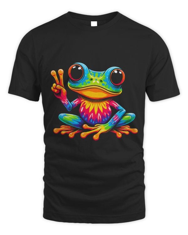 Frog Pet Peace Sign Tie Dye Hippie
