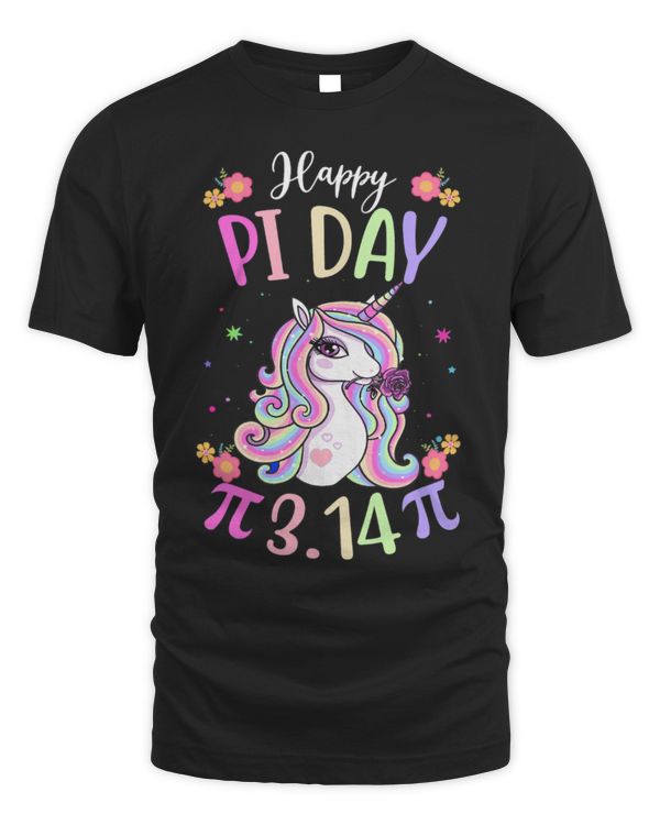 Unicorn Pet Pi Day Unicorn Girl Shirt Spiral Pi Math Tee for Pi Day 3