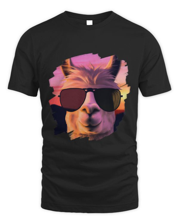 Llama Pet Wearing Sunglasses Sunset Llamas Vintage Retro 31