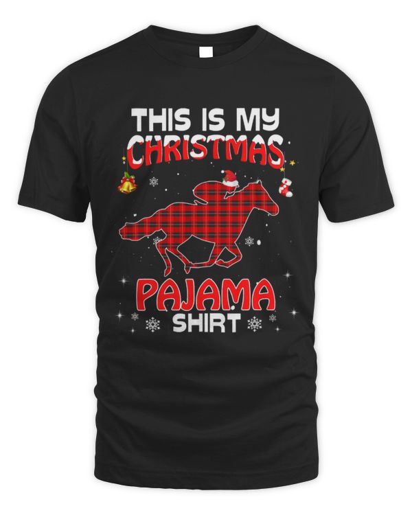 Horse Pet This Is My Christmas Pajama Shirt Red Plaid Race Horse Xmas