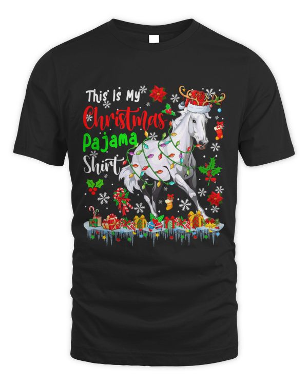 Horse Pet This Is My Christmas Pajama Shirt Santa Reindeer Horse Lover 56