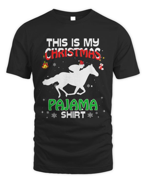 Horse Pet This Is My Christmas Pajama Shirt Xmas Race Horse Holiday