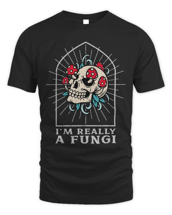 Magic Mushrooms Psychedelic Fungi Fantasy Skull Hippie T-Shirt (1)