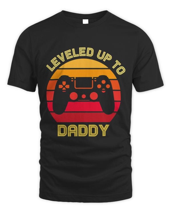 Mens Leveled Up To Daddy Gamer Apparel - Funny Dad Gamer T-Shirt