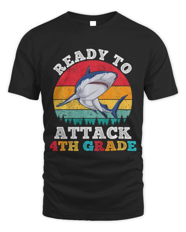 Shark Pet Ready To Attack 4th Fourth Grade Shark Back to School Boys