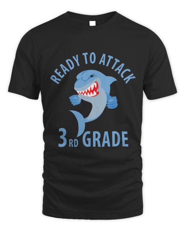 Shark Pet Ready To Attack 3rd Grade Tee Funny Shark Back to School
