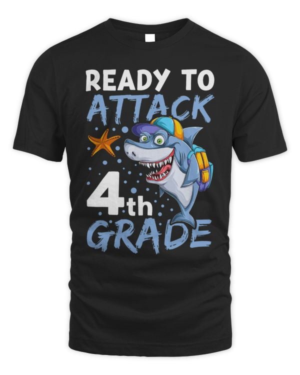 Shark Pet Ready To Attack 4th Grade Shark Apparel Back To School Boys
